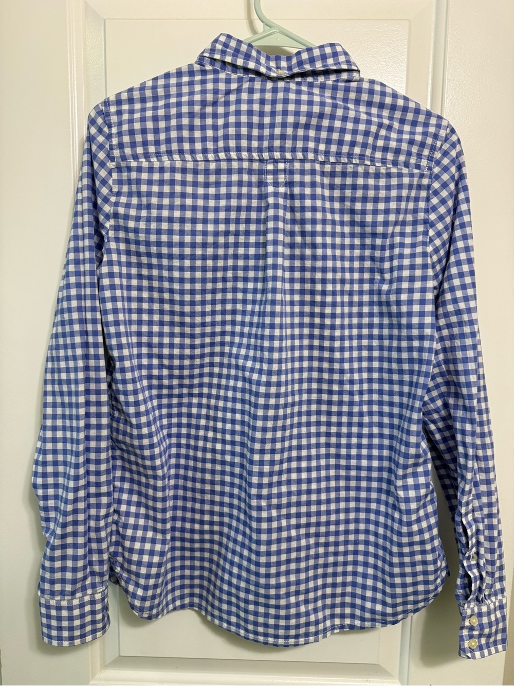 GAP Blue and White Gingham Shrunken Boyfriend Button-Down Shirt - Picture 3 of 4